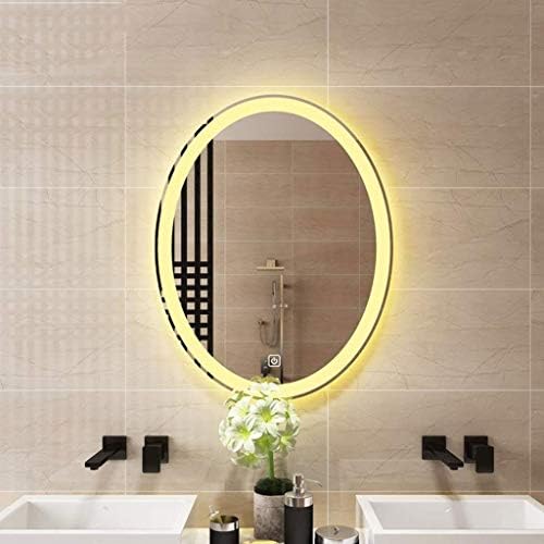 XDSDDS Осветлени огледала за бања монтирани во wallидови, премија со висока густина од дрвена табла со скриена инсталација за