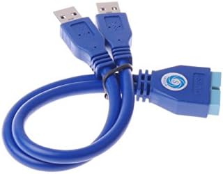 SMAKN® Сина 2 ПОРТА USB 3.0 Тип Машки До 20 Пински Заглавие Машки Адаптер Кабел Кабел