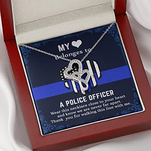 Моето Срце припаѓа На Полицаец Ѓердан Со Двојно Срце Подарок За мама, подарок за тато, подарок за сопруга и сопруг, подарок за моето дете,