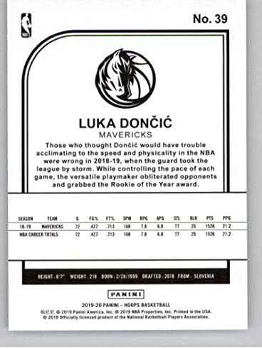 2019-20 Панини обрачи 39 Лука Дончиќ Далас Маверикс НБА кошаркарска трговска картичка