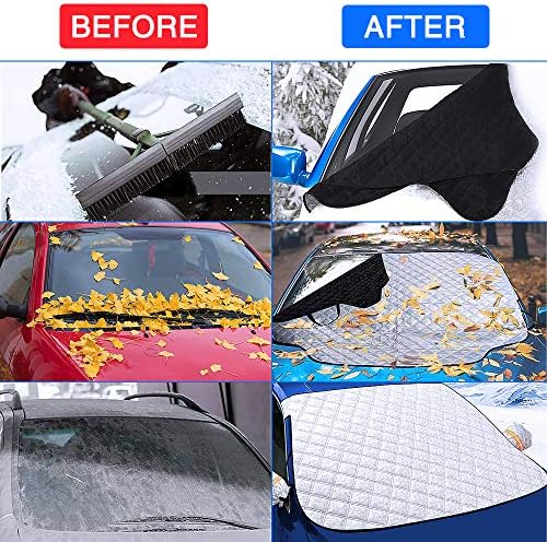 Покривка на шофершајбната на автомобилот, магнетна снежна покривка со две капаци на огледало, ултра дебел заштитен автомобил на шофершајбната