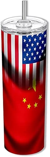 ExpressItBest 20oz Слабиот Тумблер со Flag of China - Waves & USA