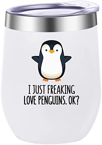 Пингвин Вино Тамблер Подароци 12 Мл Со Капак, Изолирани Нерѓосувачки Челик Патување Кригла, Подарок Идеја За Љубителите На Пингвин,