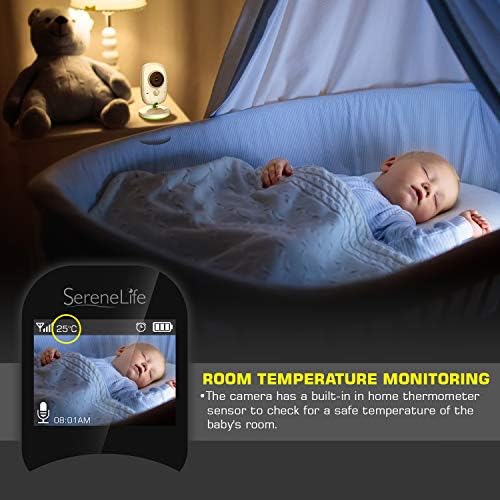 Serenelife USA Video Monitor Baby Monitor - Надградена 850 'безжична камера со долг дострел, ноќно гледање, мониторинг на температурата