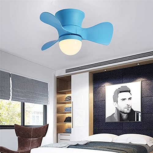 Фехун Детски тавански вентилатор со лесен и далечински управувач Реверзибилна 6 Брзини LED спална соба LED затемнета светлина на вентилаторот со