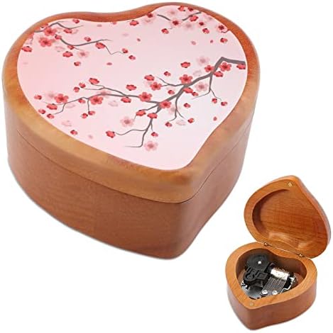 Nudquio цреша цвет од дрво музички кутија во форма на гроздобер музички случај во форма на срце