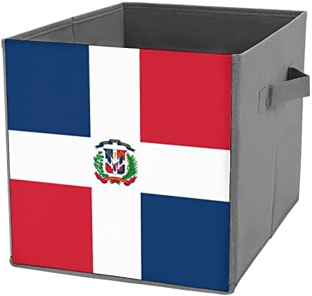 Нудкио Доминиканска Република Знаме Преклопни Канти За Складирање Склопувачки Кутии Ткаенина Коцка Едноставен Организатор Со Рачки