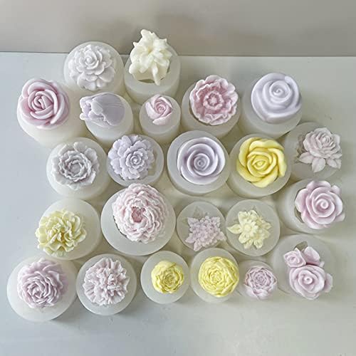 2 парчиња цветна свеќа силиконска мувла мини сапун смола 3Д чоколадна торта Фондант роза сончоглед DIY рачно изработено изработени калапи
