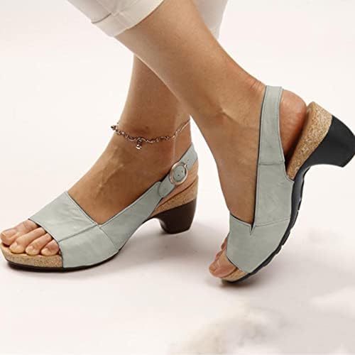 Rbculf жени сандали со ниска бујна потпетица удобност елегантна ниска врвна лизгање на чевли пумпи токи отворени пети лежерни слајдови на плажа