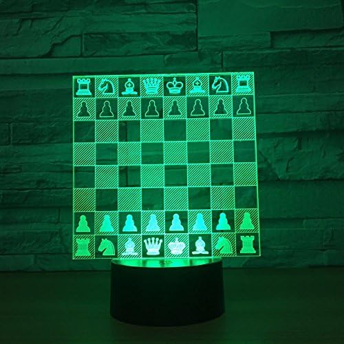 Jinnwell 3D Chess Night Light LAMP илузија ноќна светлина 7 боја Промена на допир прекинувач Табела за декорација на декорација на декорација