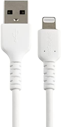 Startech.com 6 инчи трајно бело USB -A до молња кабел - тешки солиден арамид влакна УСБ тип А до молња Полнач/Синхронизација на кабел