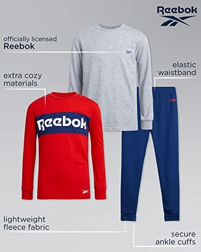 Активниот џогер на Reebok Boys - 3 парчиња кошула со долги ракави и џемпери - изведба на руно тренер за момчиња