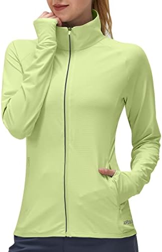 Women'sенски UPF 50+ UV Сонце за заштита на сонцето со долг ракав Атлетски пешачки кошули лесни SPF Zip up outodor јакна