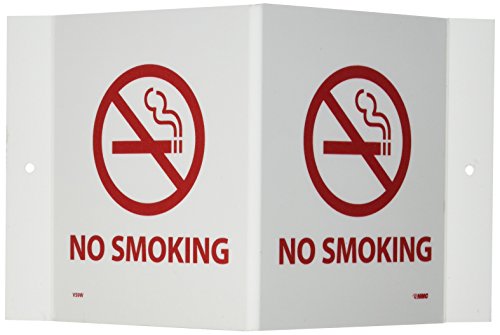 NMC VS9W Visi Sign, Легенда „Без пушење“ со графички, висина од 9 должина x 6, ПВЦ пластика, бела