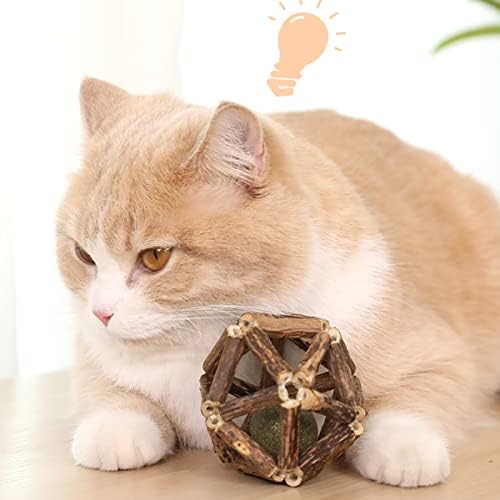 ZZJBGS нане мачка играчка, 3 парчиња играчки за мачки природни сребрени стапчиња кафез топчиња и топка за bellвонче за затворени мачки, мачиња