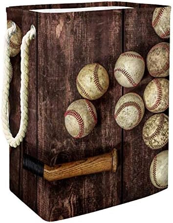 Нехомер Стариот Гроздобер Бејзбол 300д Оксфорд Пвц Водоотпорна Облека Ја Попречува Големата Корпа За Перење За Ќебиња Играчки За Облека Во
