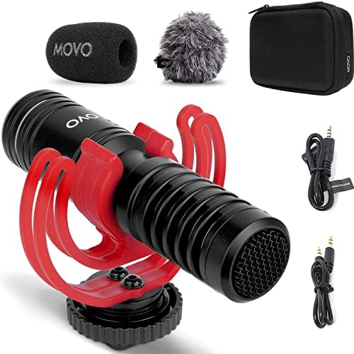 Movo VXR10 -Pro Надворешен видео микрофон за камера со монтирање на шок од рикот - Компактен микрофон со пушка компатибилен со DSLR