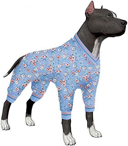Lovinpet големи кучиња џеми, пост оперативна заштита кучиња пижами, покриеност на кучиња кучиња, лесен остров цветно сино/портокалово отпечатоци