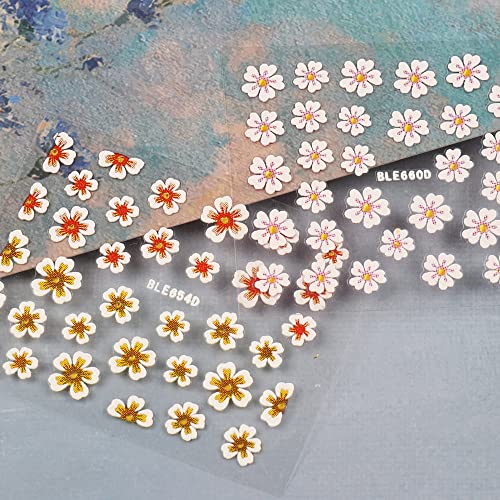 12 листови налепници за уметност со малку цвеќиња, разнобојни цвеќиња DIY нокти Уметнички материјали за дизајнер на украси за