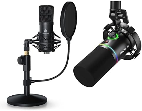 Maono Au-A04T USB микрофон со PD200X динамичен микрофон пакет за подкаст, студио, стриминг, YouTube, снимање, вокал