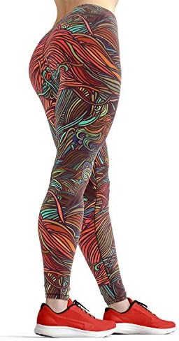 Апстрактни спирални јога хеланки жени со високи половини панталони уникатни шарени уметнички печати