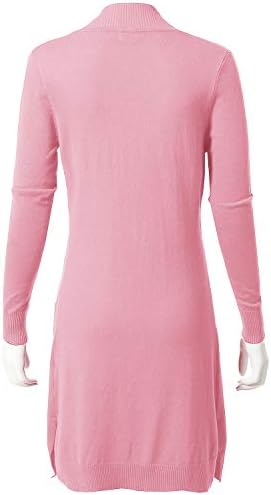 Облека Maysix Долга ракав Долга линија плетен џемпер отворен предниот кардиган w/џеб за жени
