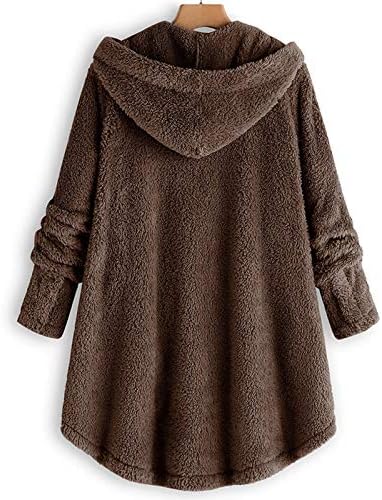 Руно палта за жени плус големина мечек палто копче надолу тунична лабава надворешна облека плишани дуксери зимска облека