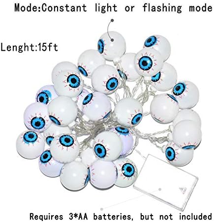 Zeedix 30 парчиња LED шарени светла за вештерки на очното јаболко- 15-те батерии управувани со 2 режими блиц, светла за вештерки за