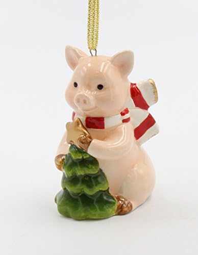 Подароци за космос 56581 фино керамички божиќни свињи свињи со украс на шалско дрво 3 ч