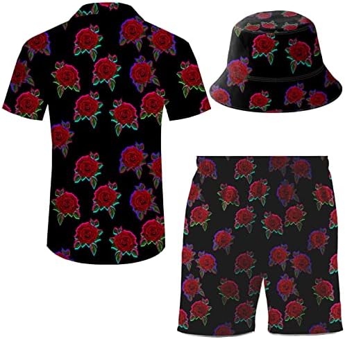 Ifamawlea Машки 2 парчиња тренерки за шорцеви од кошула од кошула надолу со кошула и шорцеви сетови со капи со корпи