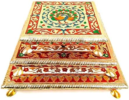 Handicraft за занаетчиски извоз Минакари Чоуки - Верски Меенакари Чоки за фестивали, Пуја, домашна декор седечка сет од 3