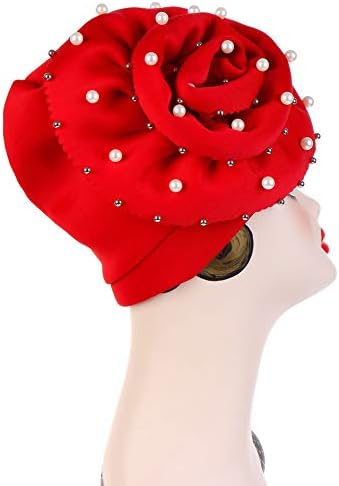 Турбански капа бисери топки расфрлани голема цветна цврста боја дама за глава