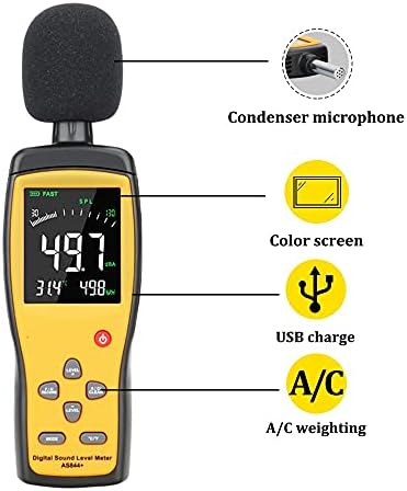 LDCHNH Дигитален звук на звук Ниво на мерач на мерач на аудио тестер 30 ~ 130 DBA боја LCD дисплеј автомобилски микрофон DB метар