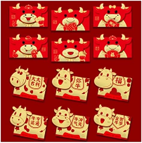 Иф продавница 5/6 парчиња 2021 Вол Среќни Кинески Црвени Пликови Среќни Џебови Црвен Пакет За Кинеска Нова Година Пролет Роденден
