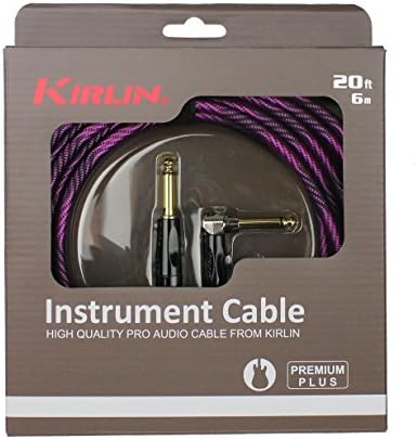 Kirlin Cable IWB Кабел за инструменти, 1/4-инчен десен агол до директен, црн виолетова бран, 20-тина