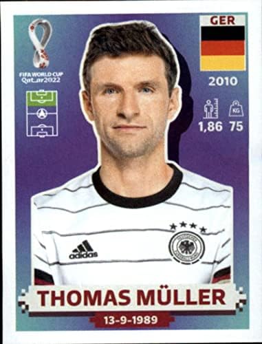 2022 година на налепница Катар на Светскиот куп во Панини GER17 Томас Мулер Група Е Германија Мини за налепници за тргување со картички