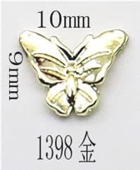 10 парчиња/лот Јапонија Кореја метална легура на ноктите делови за гроздобер шупливо злато сребрена пеперутка пчела 3Д DIY додатоци налепници