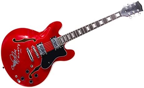 Мајкл Ј. Фокс bttf целосна големина црвена електрична гитара Марти натпис BAS ITP