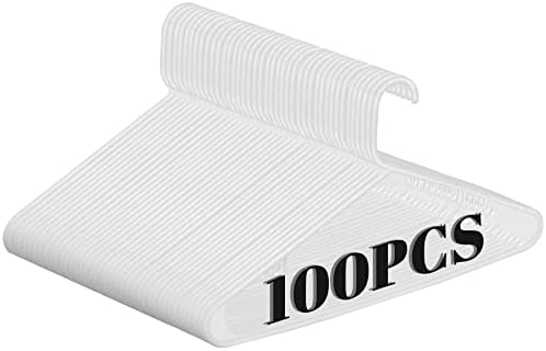 Zenstyle 100 пакет стандардна големина Бели пластични закачалки за облека лесен простор заштеда на тубуларна облека за закачалки