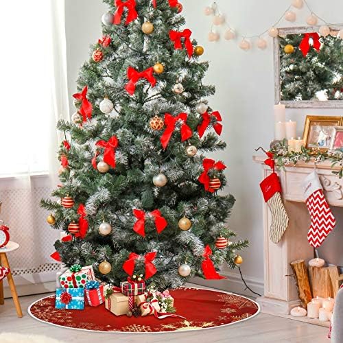 Декорација на здолниште од елка на Алаза, украс за мало мини дрво со здолниште 35,4 инчи со црвена Божиќна картичка за Божиќна забава за одмор
