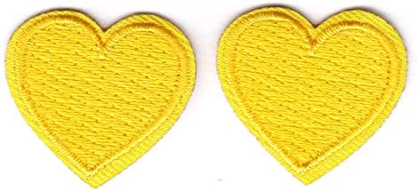 Сет од 2 жолти срца железо на лепенка срце минијатури loveубов