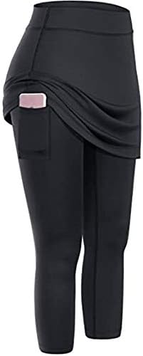 Јога панталони за жени со висока половината со џебови долги/кратки тренинзи хеланки здолниште за вежбање спортски еластични панталони