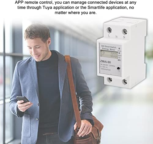 Splenssy единечен DIN Rail WiFi Интелигентен енергетски мерач потрошувачка на енергија kWh метар Wattmeter Поддршка SmartLife/Tuya Контрола на апликацијата компатибилна со Alexa и Google Home