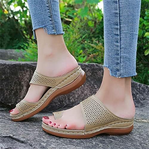 Womenените плажа слајдови чевли удобност клин пета мека единствена нелизгачка флип летна мода шупливи папучи сандали