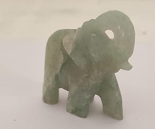 1,3 инчи зелена авентурин гејстон слон кристална скулптура статуа заздравување на реики џеб скапоцен камен фигури занаетчиски занаети од
