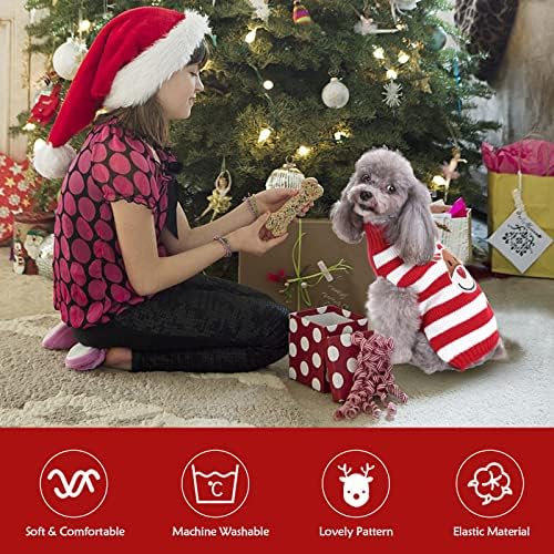 Божиќен џемпер за кучиња за мали средни кучиња и мачки, кутре кутре кутре облека цртан филм ирваси Божиќ топла зимска облека, црвена