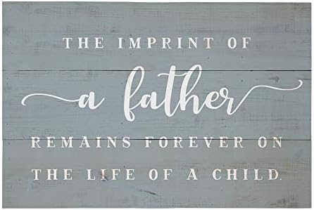 Едноставно кажано, Inc Рустикални палети 16 x 10,75 дрво знак RUS1256- Отпечатокот на татко останува засекогаш во животот на детето