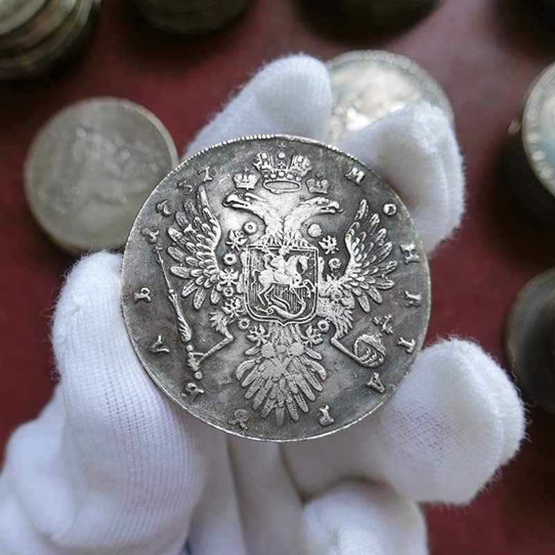 1737 Руска Бакарна Монета Европска Ана Ивановна Античка Сребрена Монета Рубља Монета Девизи