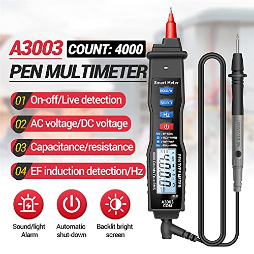 Quul A3003 дигитален мултиметарски пенкало тип 4000 брои со алатка за тестер за континуитет на диоди за отпорност на напон на напон/DC
