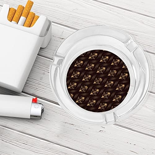 Златна дамаска шема стакло пепелници за цигари и цигари, држач за табела за табела за декорација на маса